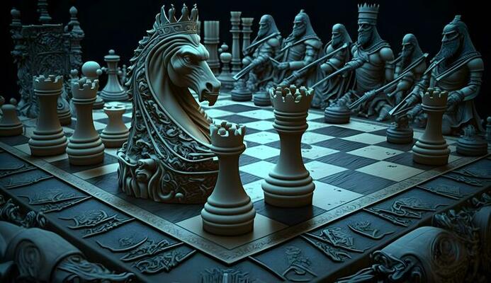 antigo xadrez peças em tabuleiro de xadrez. fantástico campo de batalha. ai  gerado 25529849 Foto de stock no Vecteezy